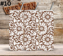 Brown Floral Tool UV DTF Tumbler wrap 10 Designs