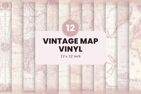 Vintage map 12x12 vinyl sheets- 12 Designs