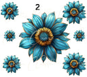 Turquoise and Sunflowers- Decal sheets- 7 design sheets