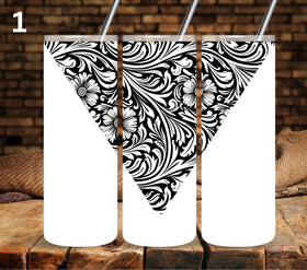 Floral Tool UV DTF Vsplit tumbler wraps black 7 Designs)
