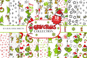 Grinchmas Vinyl collection- 18 Prints 12 x12 adhesive vinyl sheets