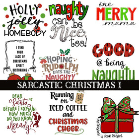 Sarcastic Christmas UV DTF Decal Sheets 3 Design sheets available