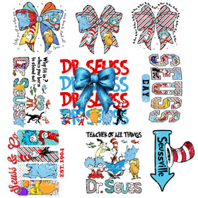 Seuss Decal Sheet UV DTF Decal accent Sheet 10x10 2 designs