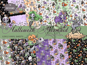 Halloween Mermaids Collection Vinyl collection- 12x12 vinyl sheets-12 designs available