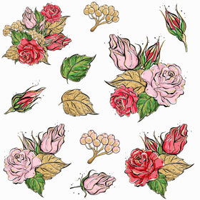 Pink and Red Roses UV DTF Decal Sheets-5 Design Options
