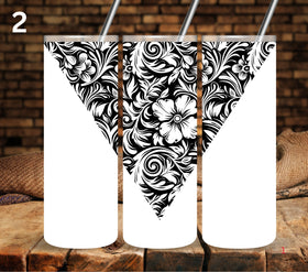 Floral Tool UV DTF Vsplit tumbler wraps black 7 Designs)