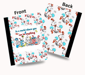 In a world where you can be anything, be kind vinyl composition notebook wrap