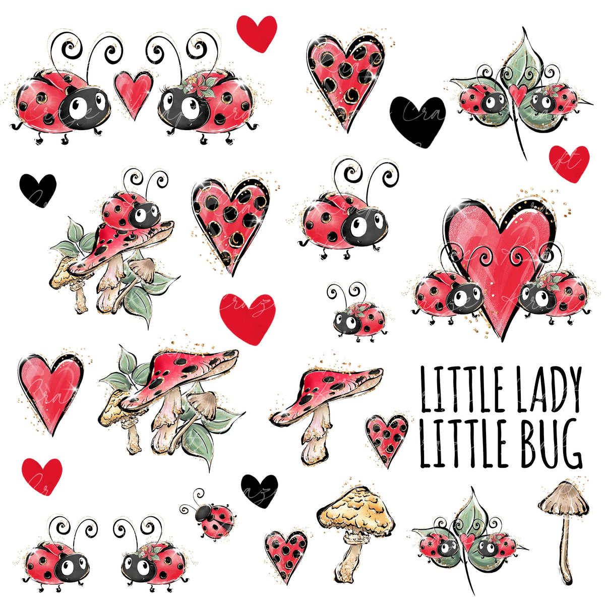 Cute Ladybugs UV DTF Decal Sheets-5 Design Options