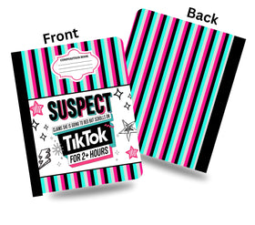 Suspect claims she's going to bed but Tiktoks composition notebook wrap