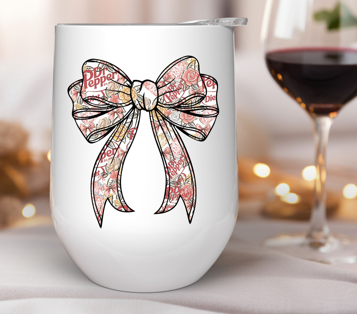 Diet Pepper floral bow  UV DTF Decals