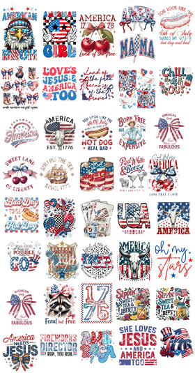 4th of July Sheet UV DTF Bundle- 40 Decals Limited quantities