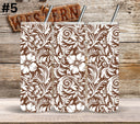 Brown Floral Tool UV DTF Tumbler wrap 10 Designs