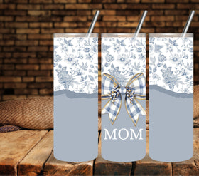 Mom Bow Floral Vinyl Tumbler wraps- 4 color options