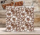 Brown Floral Tool UV DTF Tumbler wrap 10 Designs