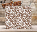 Brown Floral Tool UV DTF Tumbler wrap 10 Designs