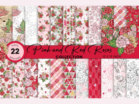 Red and Pink Roses Collection Vinyl collection- 12x12 vinyl sheets-22 designs available