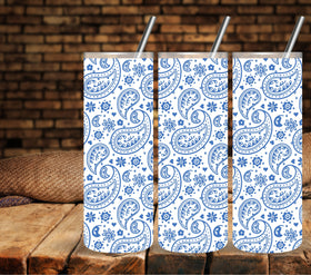 Bandana Overlay Blue UV DTF tumbler wraps 20oz