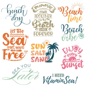 Beach Quotes UV DTF Decal accent Sheet 10x10