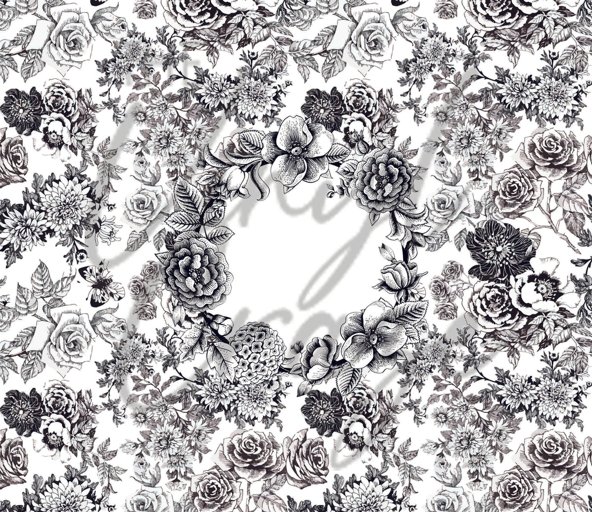 Black and White Fancy Floral 20 oz Skinny Download JPEG