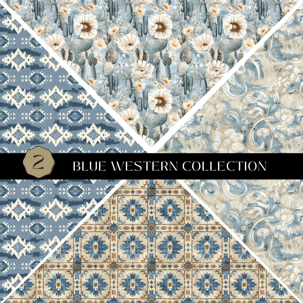 Blue Western precut Vsplit 12x12 vinyl sheet 2 Designs