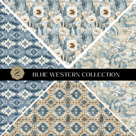 Blue Western precut Vsplit 12x12 vinyl sheet 2 Designs