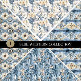 Blue Western precut Vsplit 12x12 vinyl sheet 2 Designs