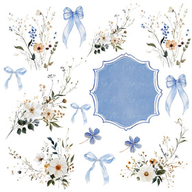 Blues and Bows UV DTF Decal accent Sheet 10x10