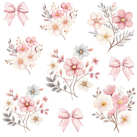 Blush and Bows UV DTF Decal accent Sheet 10x10