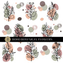 Boho Botanical Flowers UV DTF Decal Sheet