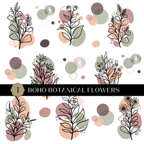 Boho Botanical Flowers UV DTF Decal Sheet