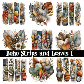 Boho Strips and Leaves UV DTF Decal Sheets 2 Designs