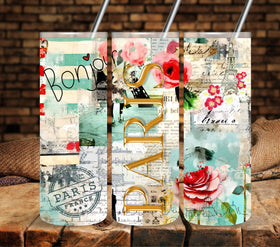 Bonjour vinyl tumbler wraps