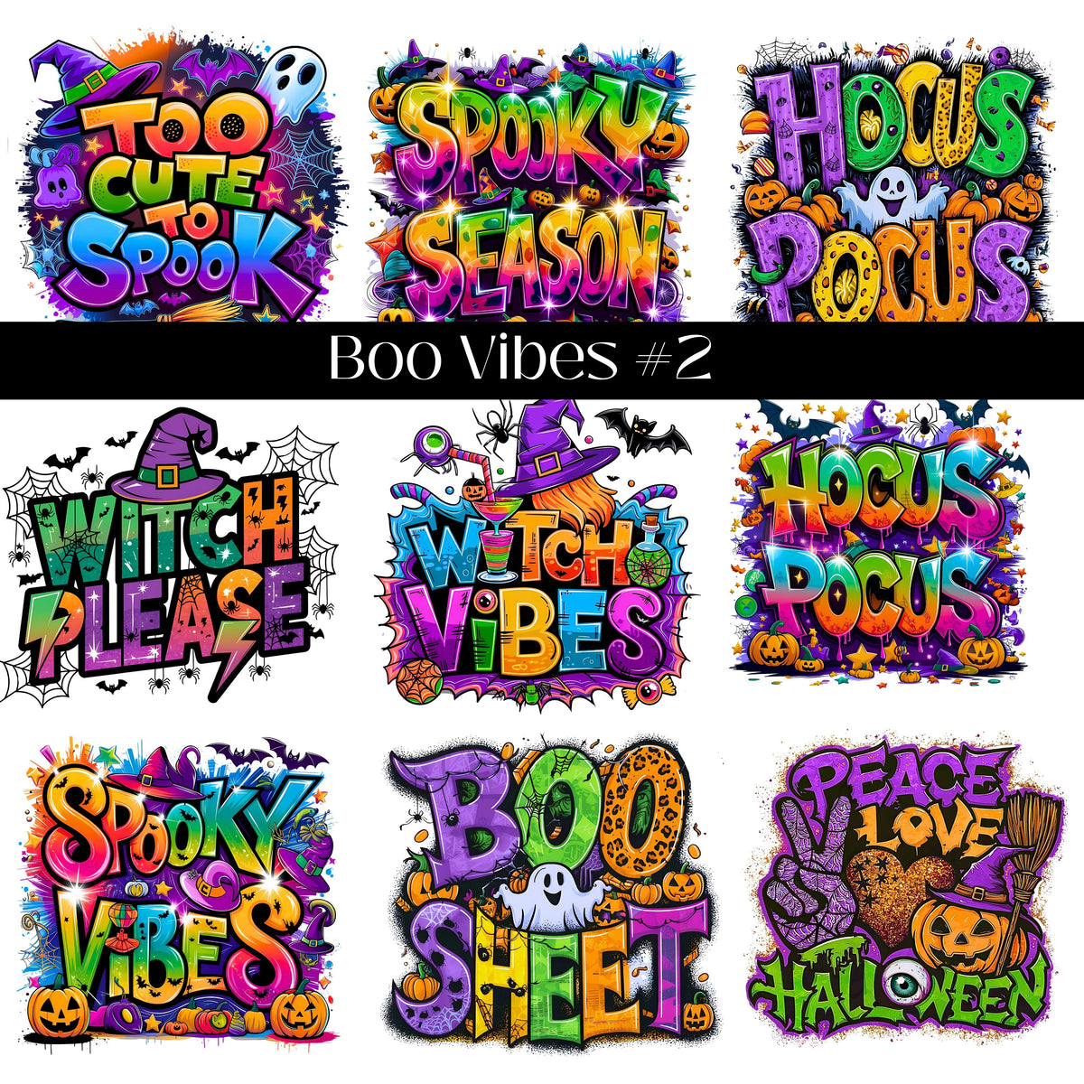Boo Vibes Collection UV DTF Decal Sheets- 5 Designs