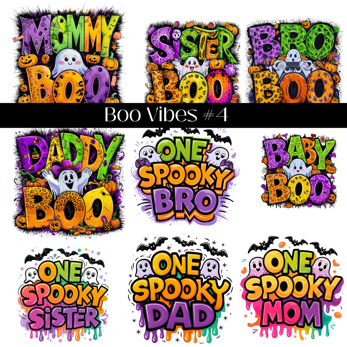 Boo Vibes Collection UV DTF Decal Sheets- 5 Designs