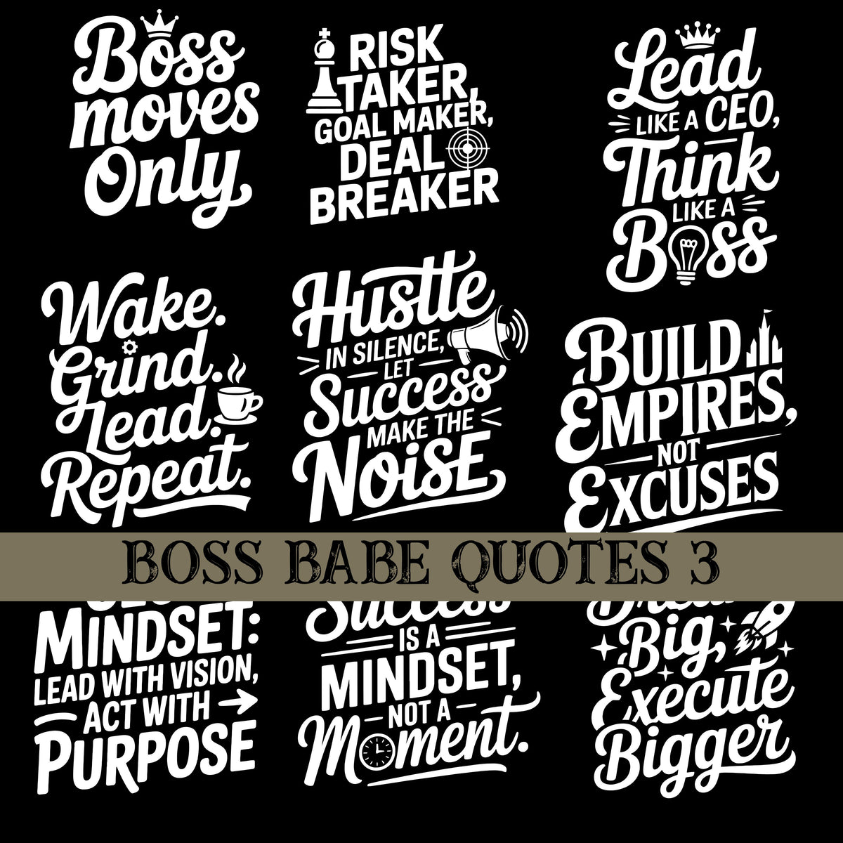 Boss babe Quotes UV DTF Decal Sheets 10 sheet Designs