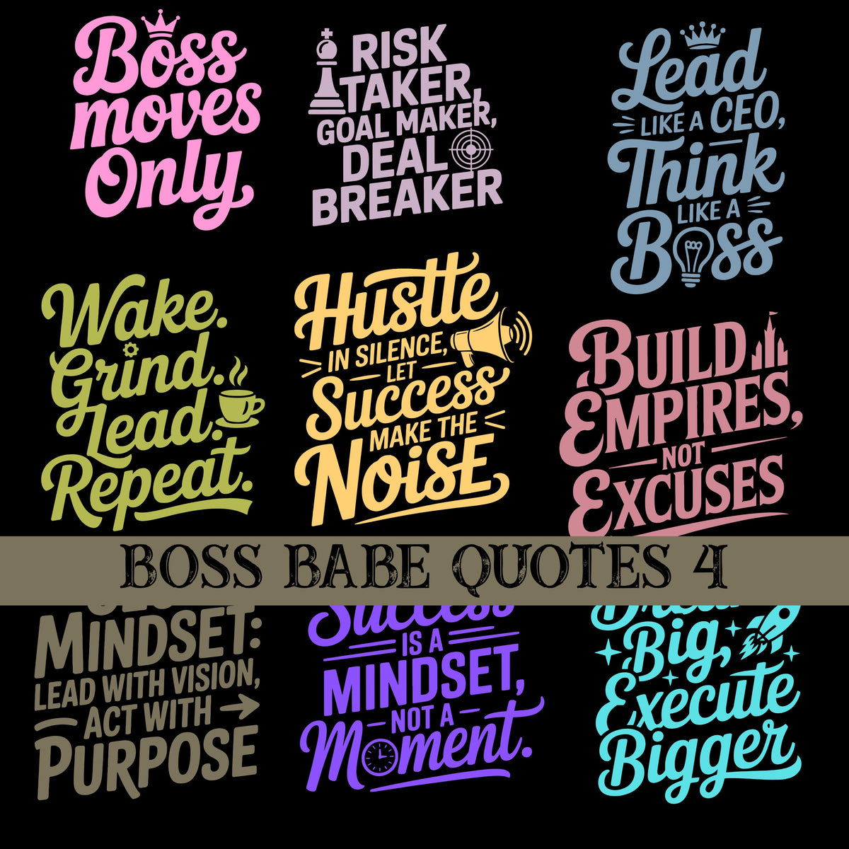 Boss babe Quotes UV DTF Decal Sheets 10 sheet Designs