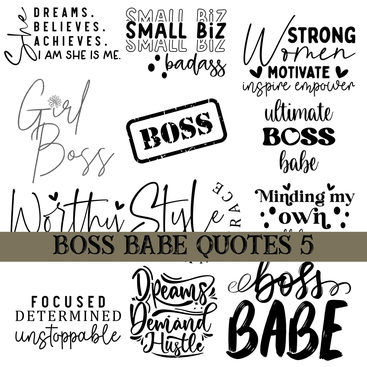 Boss babe Quotes UV DTF Decal Sheets 10 sheet Designs