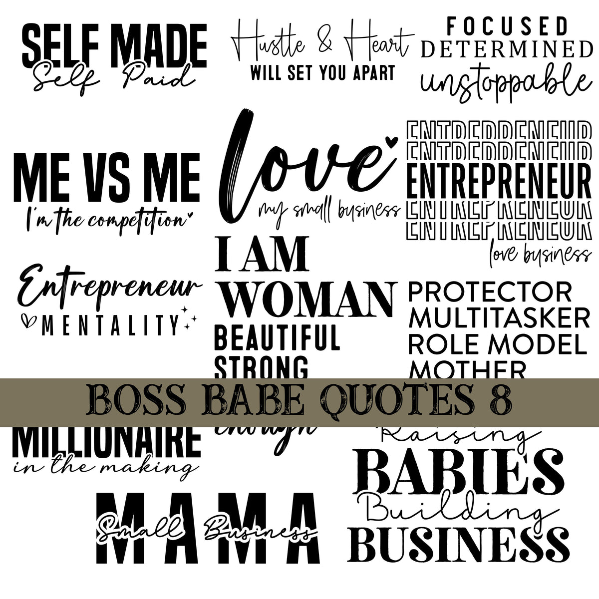Boss babe Quotes UV DTF Decal Sheets 10 sheet Designs