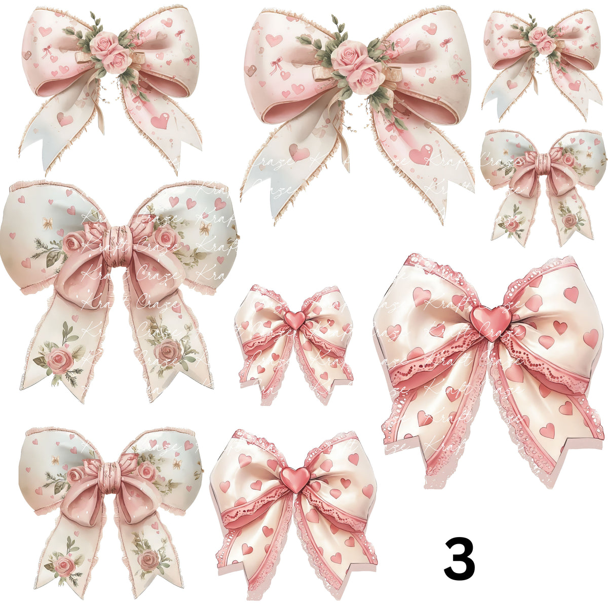 Bridgerton  Coquette Bows UV DTF Decal accent Sheet 10x10 sheet 5 designs