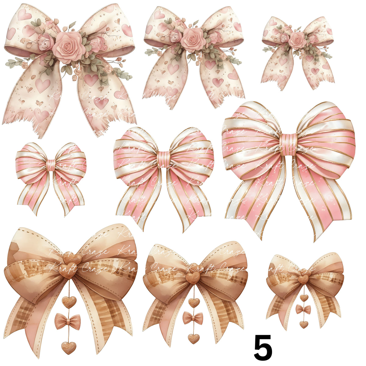Bridgerton  Coquette Bows UV DTF Decal accent Sheet 10x10 sheet 5 designs