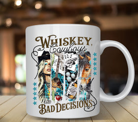 Whiskey Cowboys and Bad Decisions UV DTF Decals