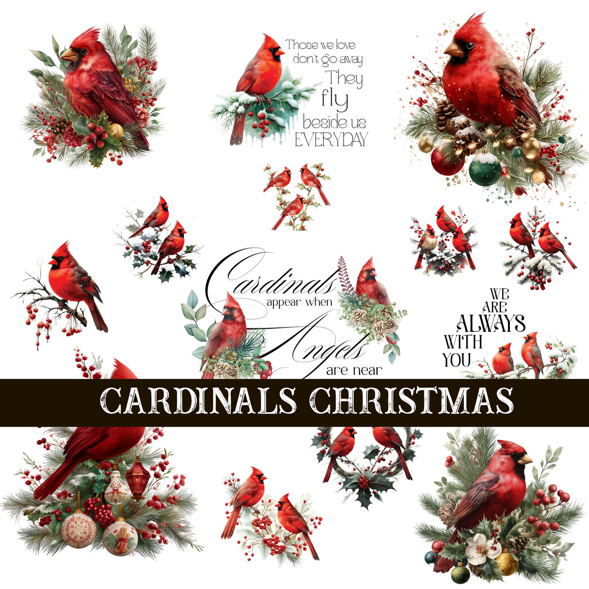 Cardinals Christmas UV DTF Decal Sheets