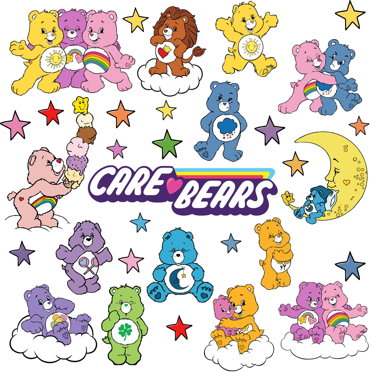 Care Bears 2 UV DTF Decal accent Sheet 10x10