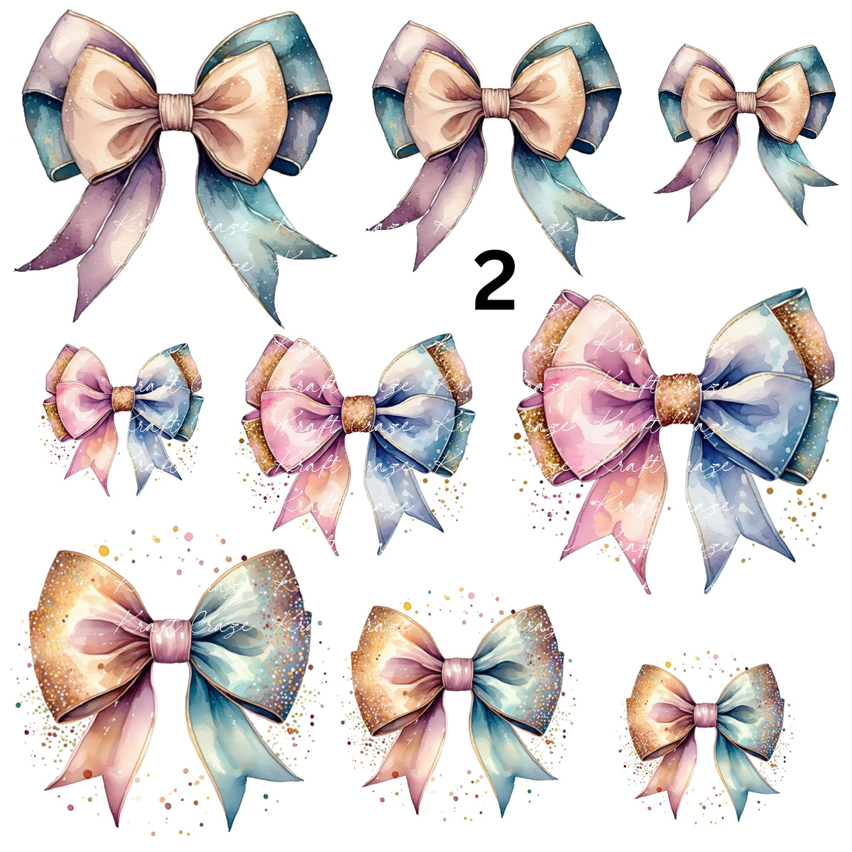 Celestial Coquette Bows UV DTF Decal accent Sheet 10x10 sheet 3 designs