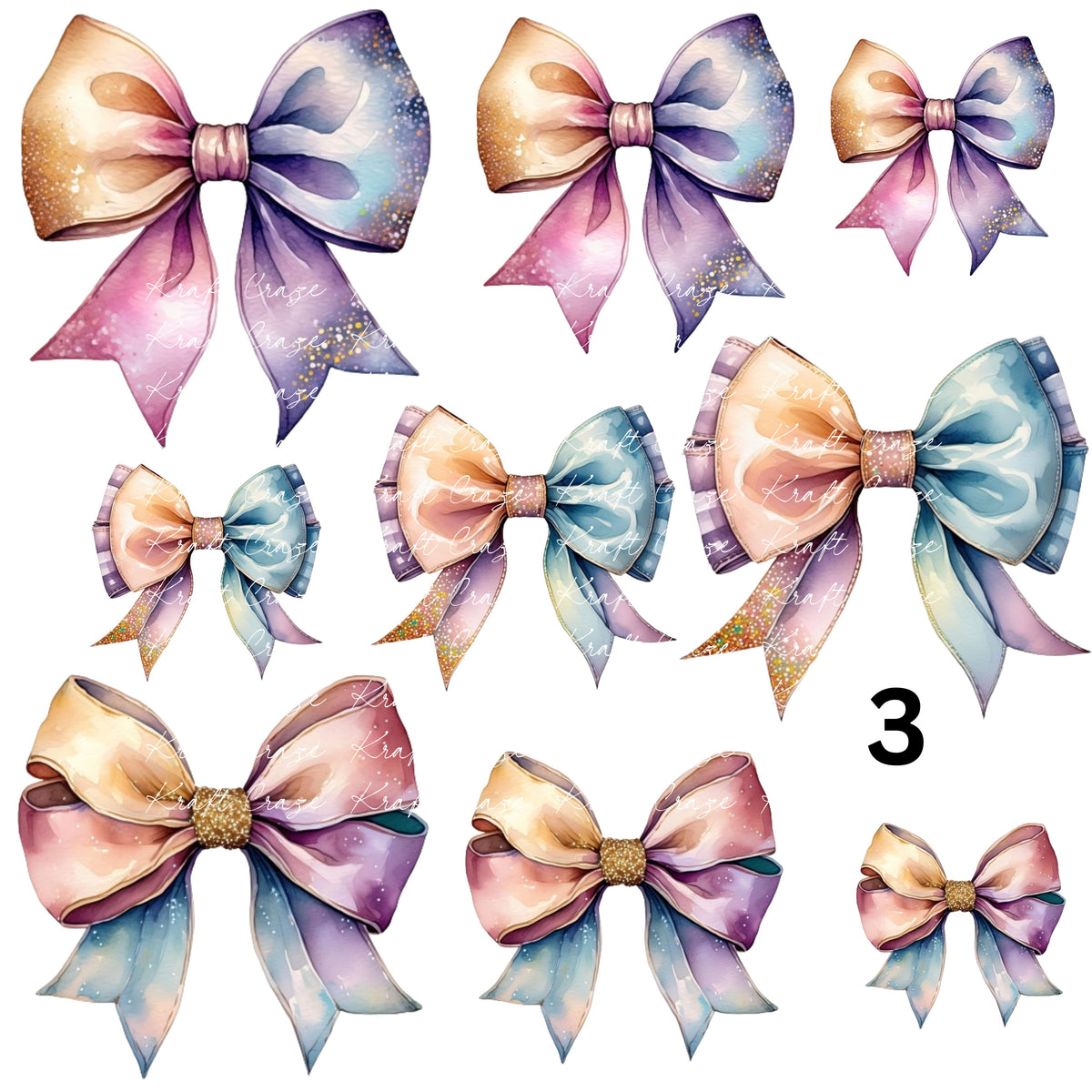 Celestial Coquette Bows UV DTF Decal accent Sheet 10x10 sheet 3 designs