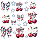 Cherries, Bows and Stars UV DTF Decal accent Sheet 10x10