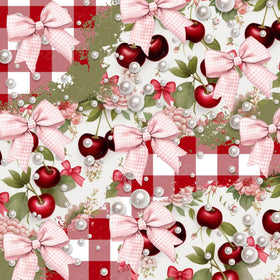 Cherries Bows and Pearls 12x12 sheet Adhesive vinyl