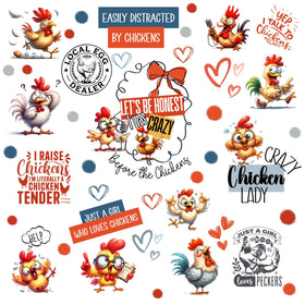 Chicken UV DTF Decal sheet