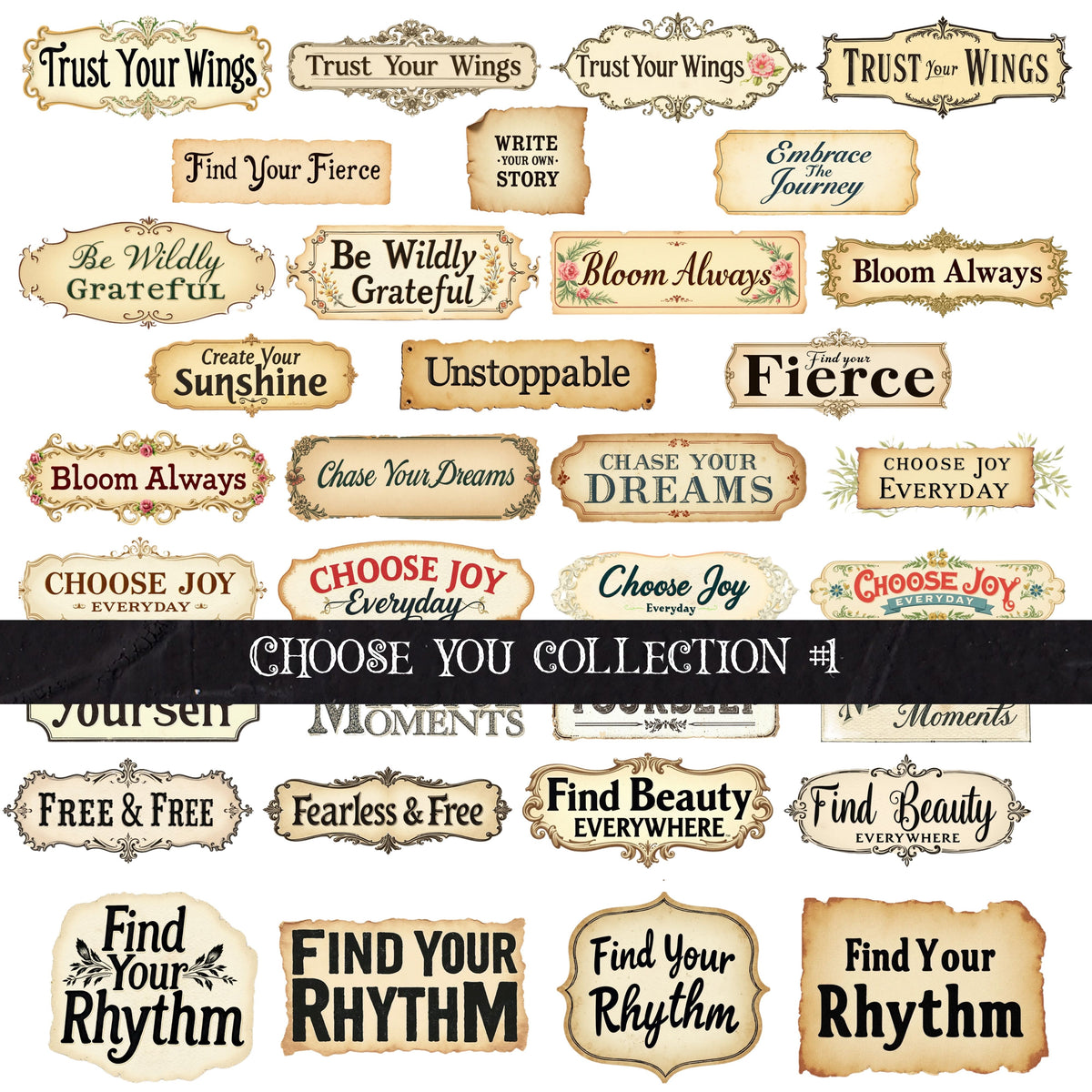 Choose you Collection UV DTF Decal Sheets 4 Designs