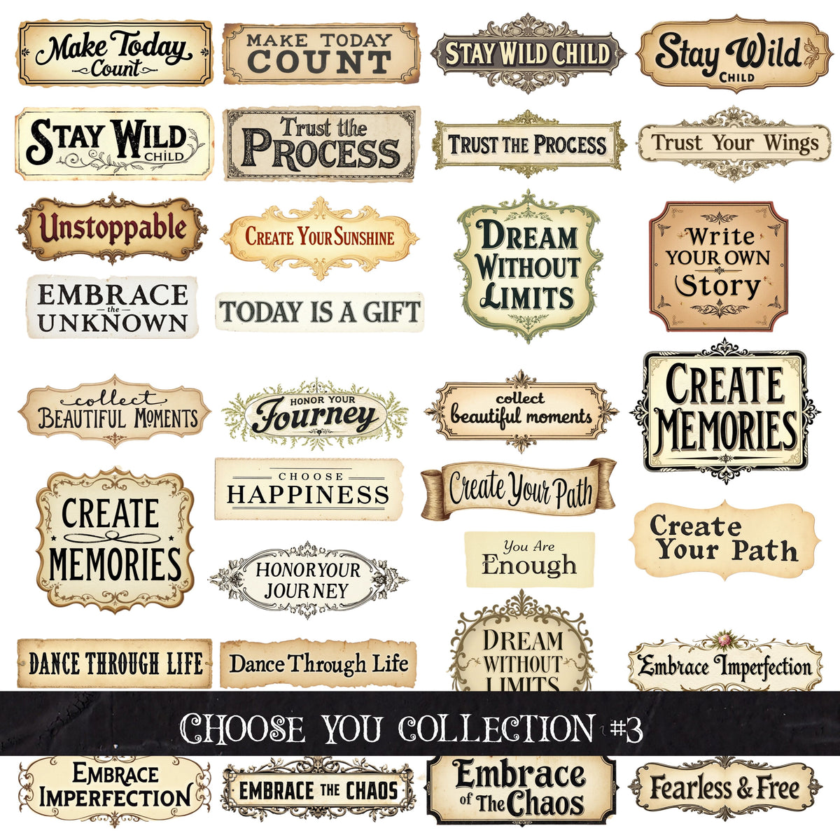 Choose you Collection UV DTF Decal Sheets 4 Designs